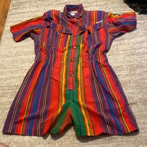 Vintage 80s rainbow striped short jumper